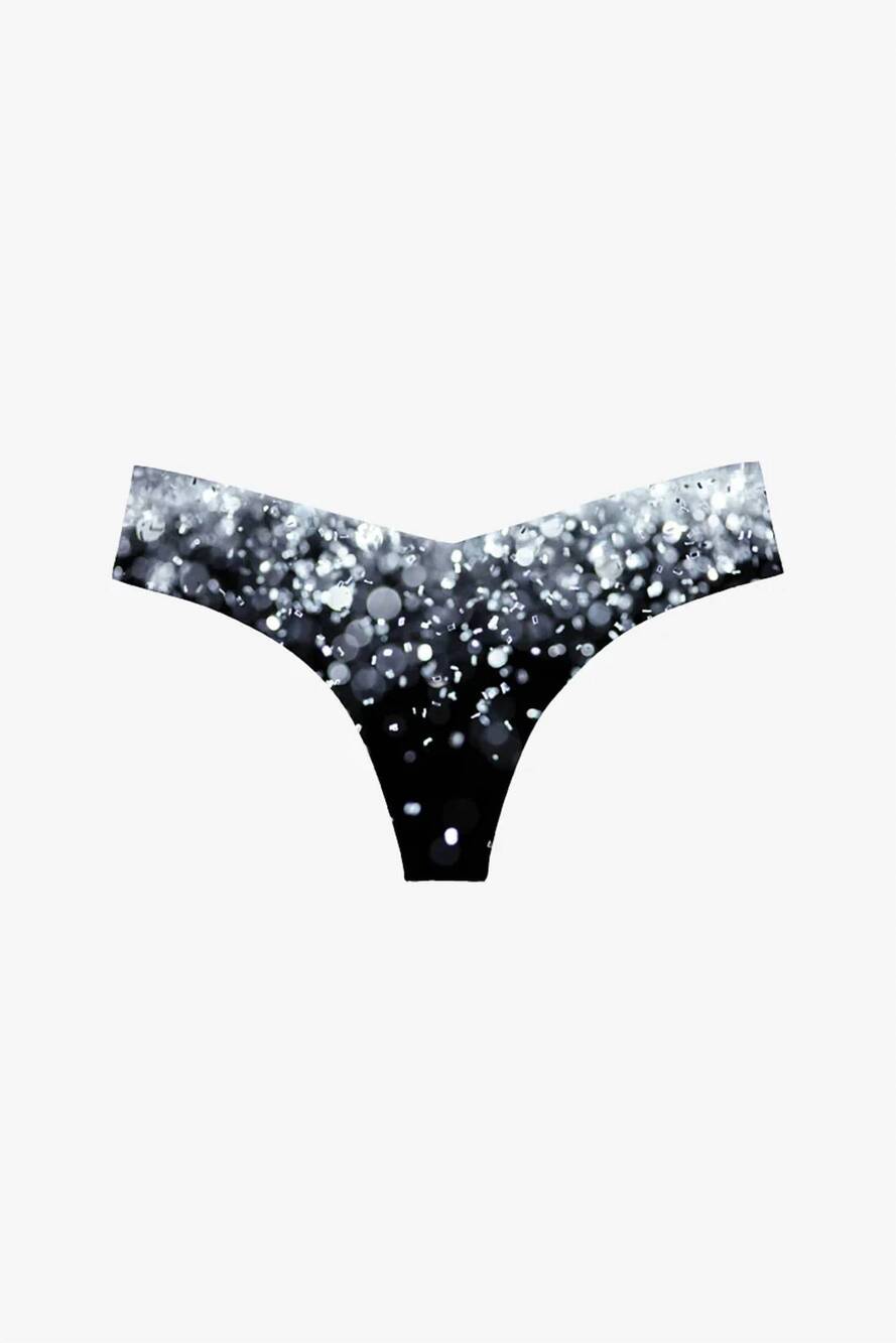 NEW COMMANDO women's classic mid-rise raw-cut thong in glitters